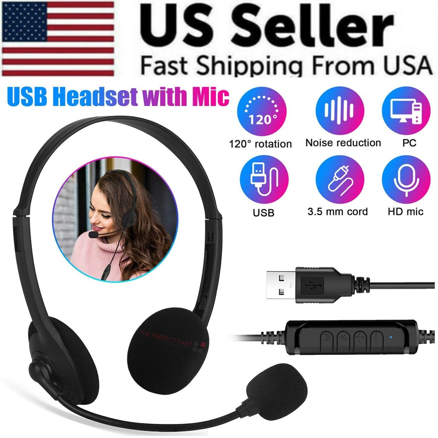 BSweet Pro USB Noise Cancelling Call Center Headset for Remote Work