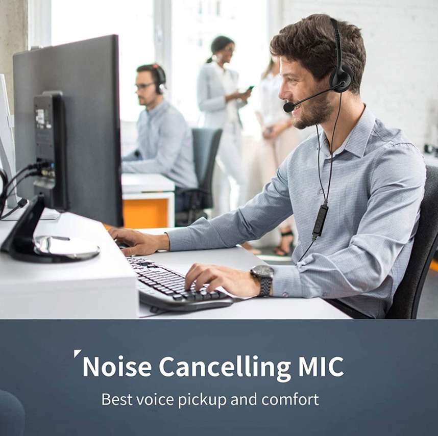 BSweet Pro USB Noise Cancelling Call Center Headset for Remote Work